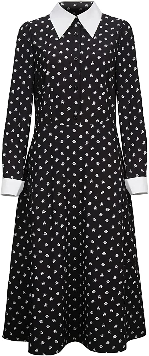 Wednesday Addams Black dress with white collar and cuffs
