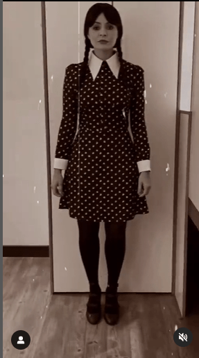 where to get all Holly Willoughby This Morning outfits dresses black and white motif dress white collr and cuffs black mary jane shoes 31 October 2022 Photo Holly Willoughby