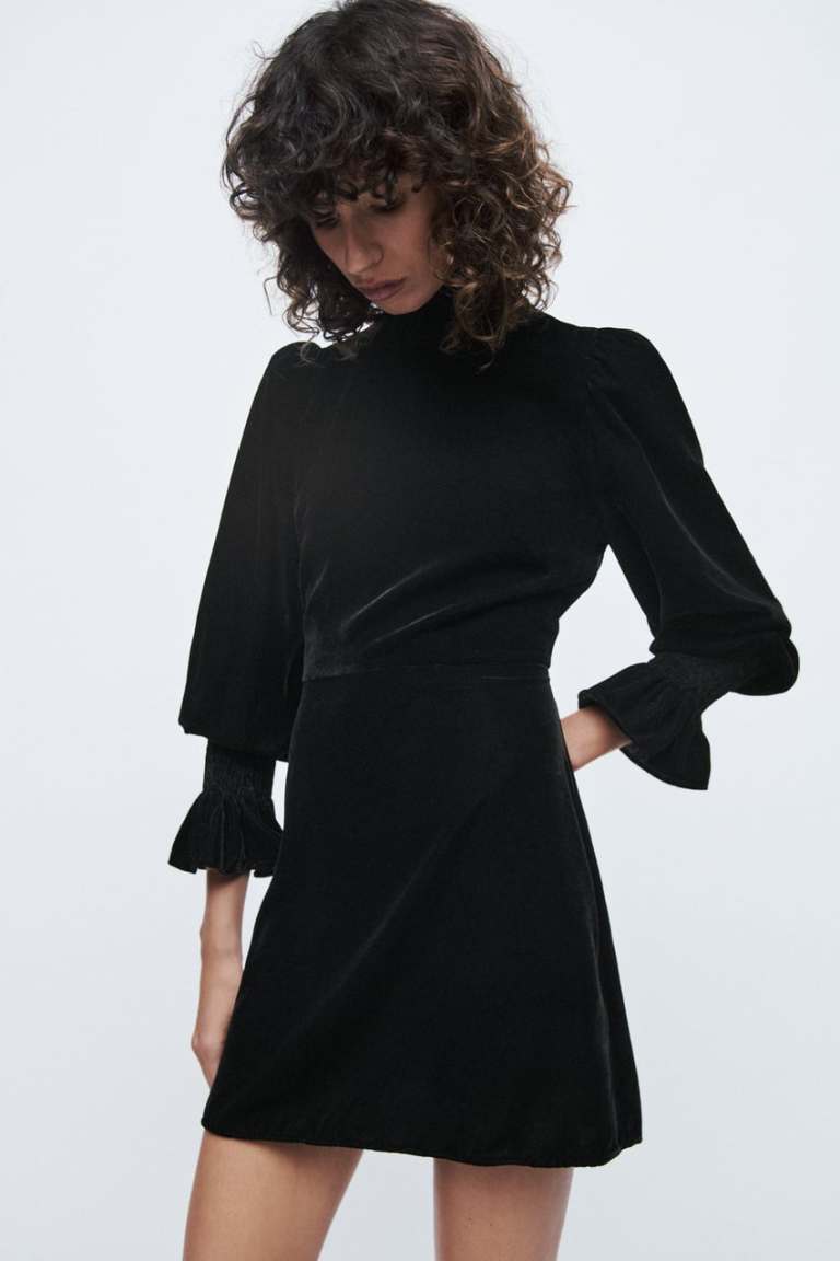 Zara Black Velvet Mini Dress