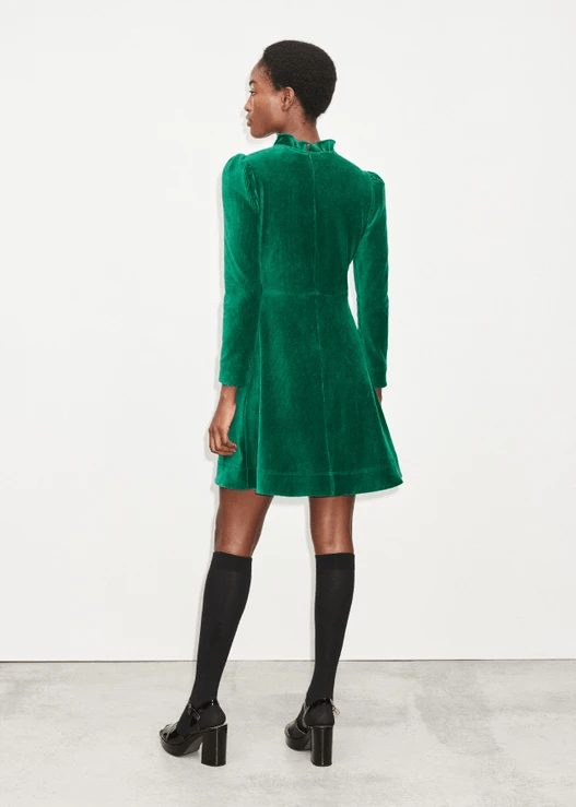 Me &amp; Em Cord Velour Fit &amp; Flare Dress back view