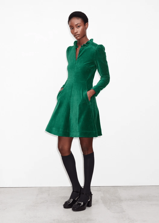 Me &amp; Em Cord Velour Fit &amp; Flare Dress