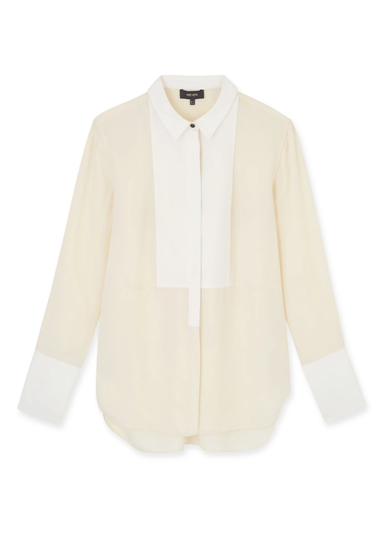 Me &amp; Em Silk Longline Tux Shirt