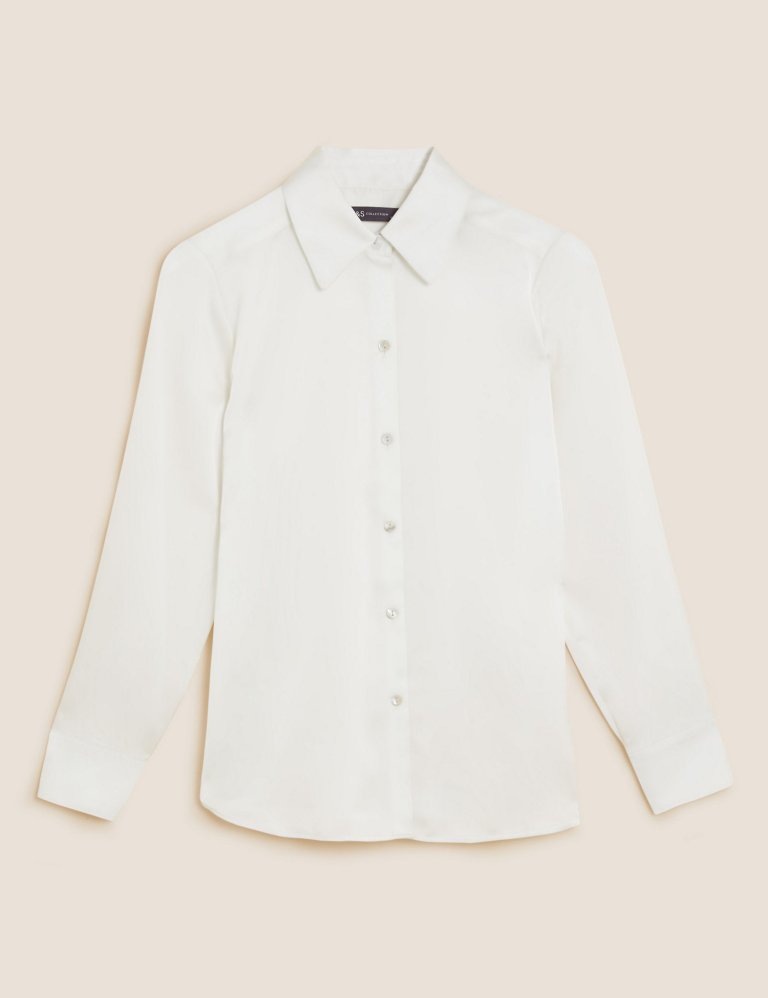 M&S Satin Collared Long Sleeve Shirt