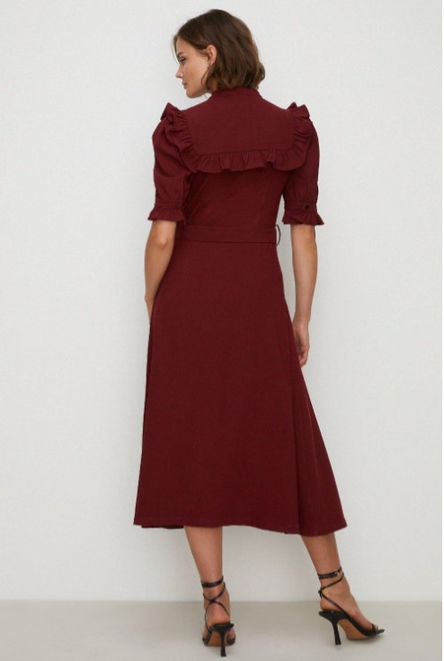 Oasis Frill Detail Crepe Midi Dress back view