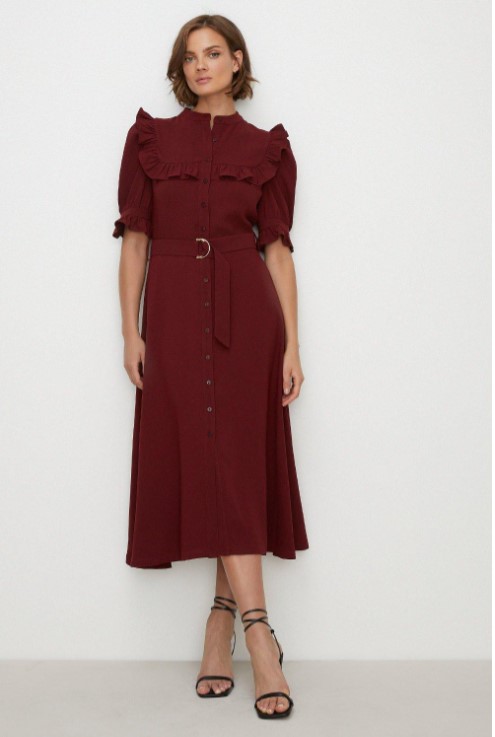 Oasis Frill Detail Crepe Midi Dress