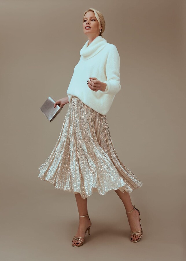 Phase Eight Celeste Sequin Pleat Skirt