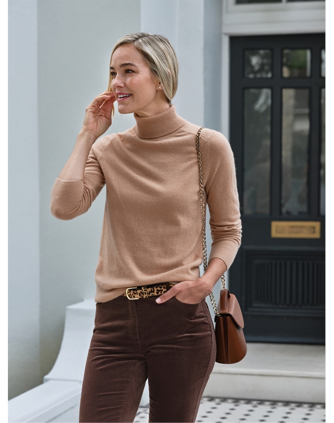 Pure Collection Womens Cashmere Polo Neck Sweater