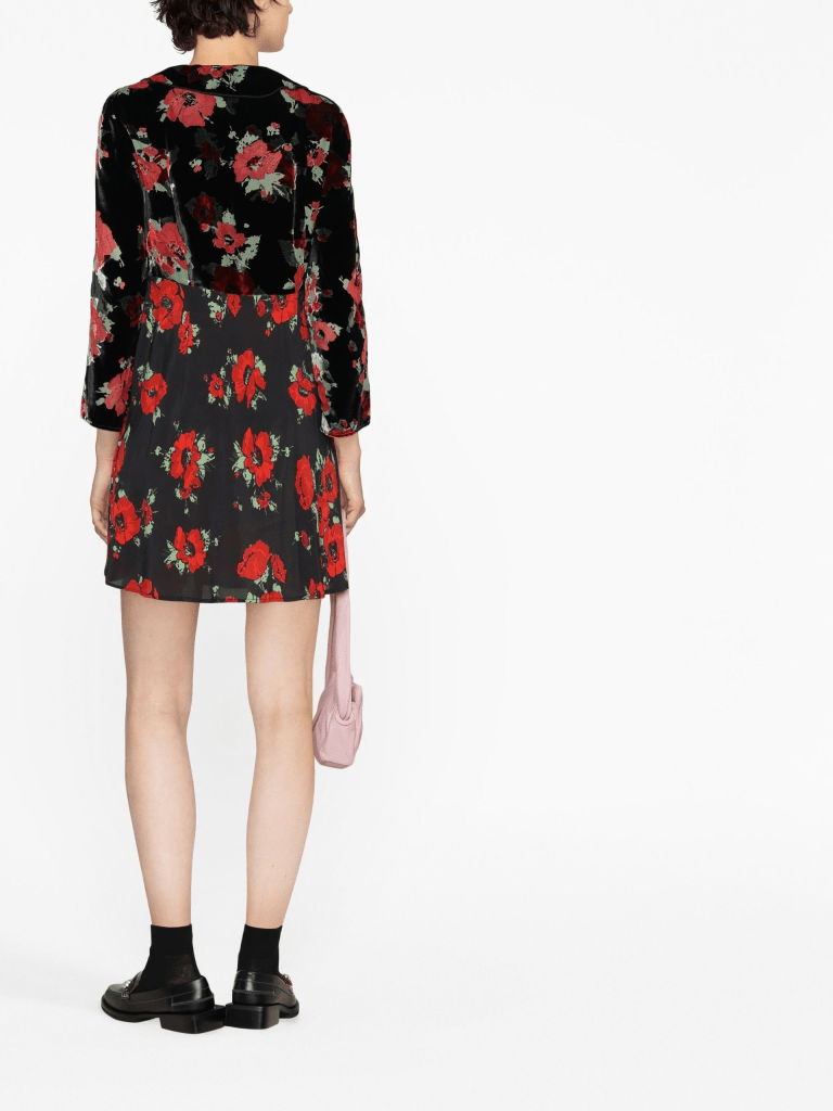 Rixo Malibu Poppy Print Mini Dress back view