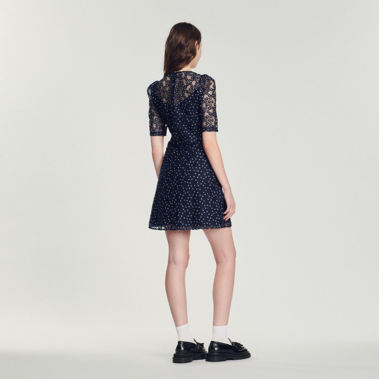 Sandro Short Dress With Peter Pan Collar back view