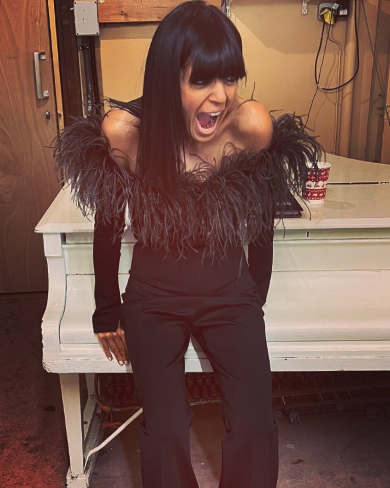 where to get all Claudia Winkleman Strictly Come Dancing outfits black feather off the shoulder jumpsuit 19 November 2022 Photo Claudia Winkleman