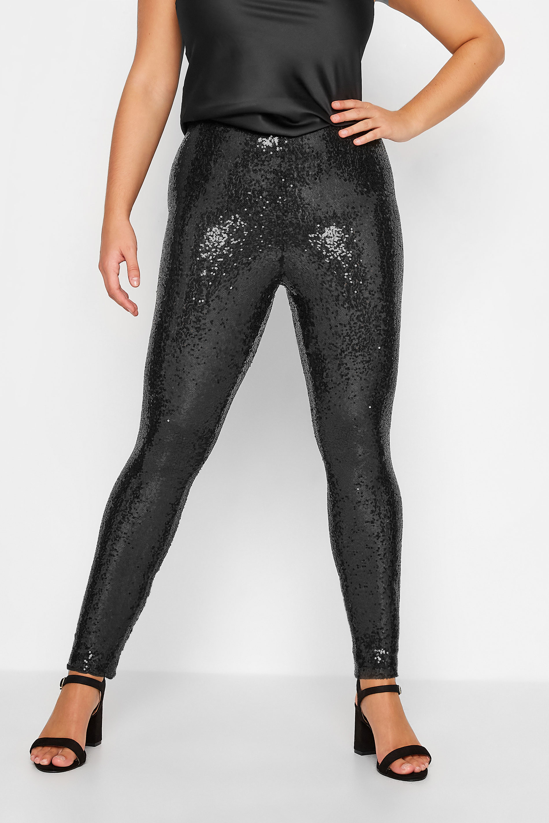 Curve Black Sequin Stretch Leggings