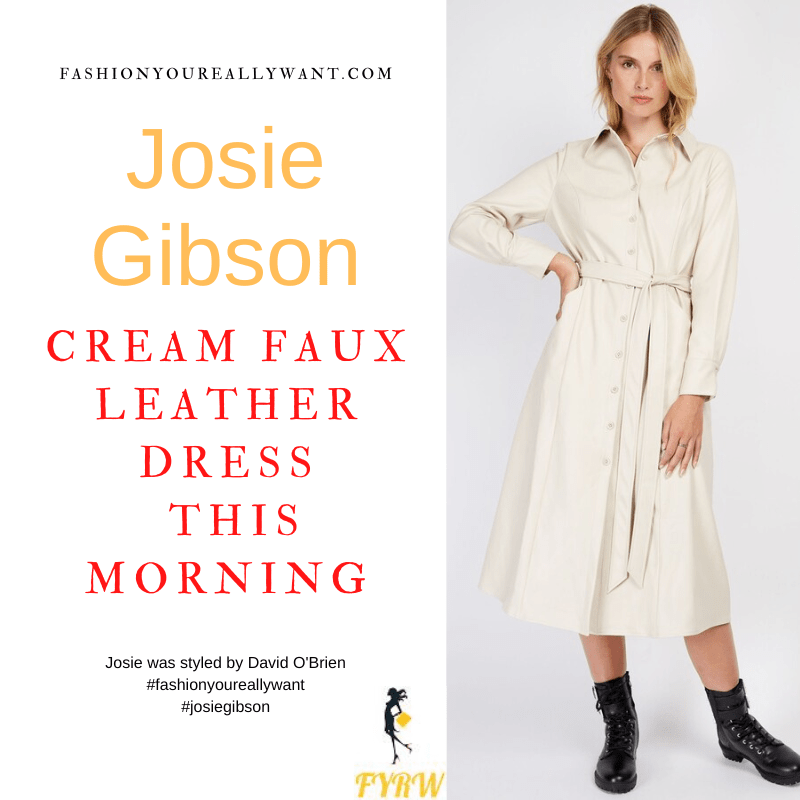 Where to get all Josie Gibson This Morning outfits dresses blog December 2022 cream faux leather shirt dress