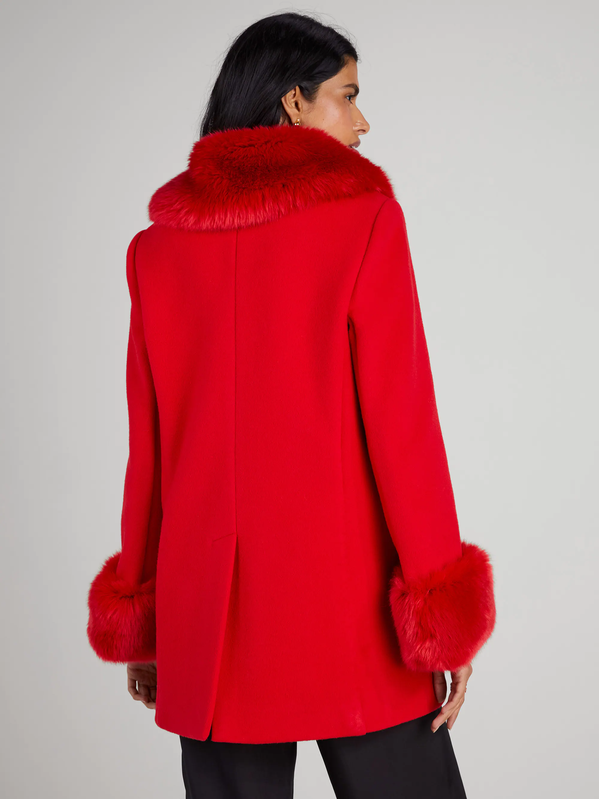 Kate Spade faux fur trim anita coat back view