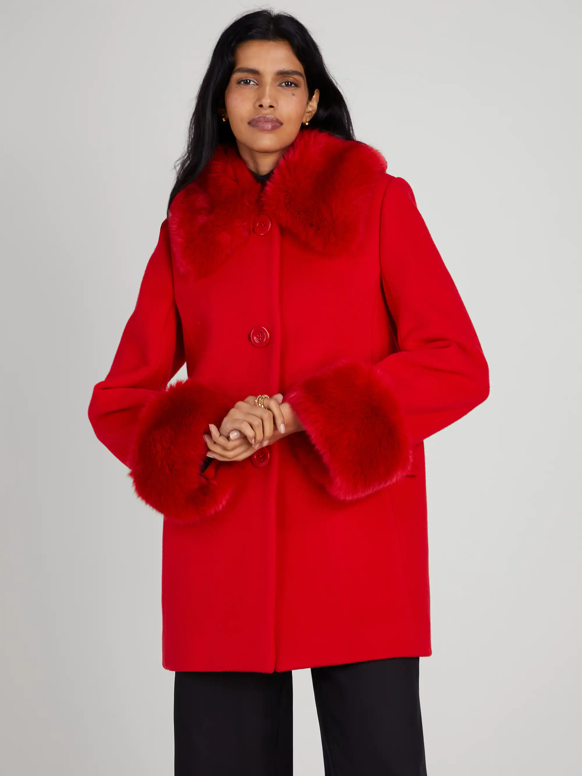 Kate Spade faux fur trim anita coat