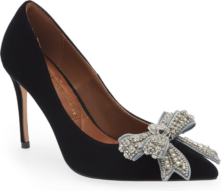 Kurt Geiger Belgravia Bow Crystal-embellished Velvet Court Heels