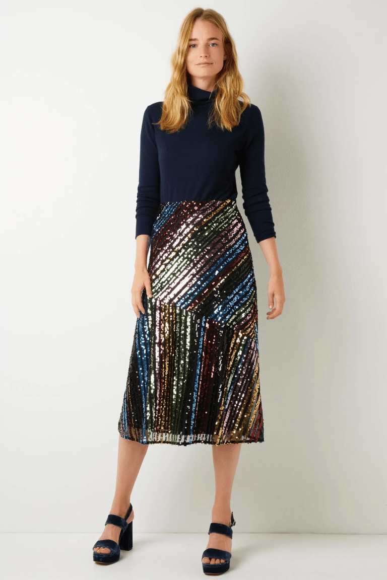 Wyse Carrie Colourful Sequin Skirt - Rainbow Multi