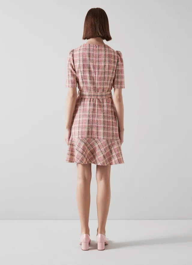 Holly Willoughby Pink Check Tweed Dress This Morning January 2023 ...