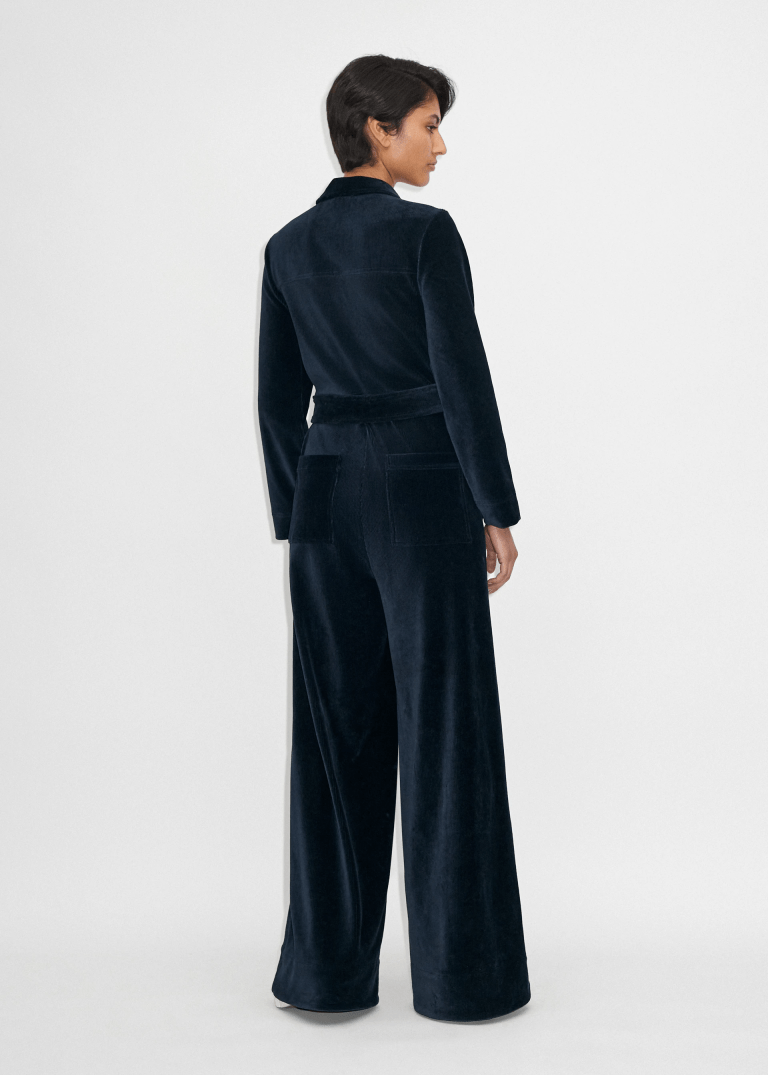 Me + Em Velour Cord Wide-Leg Jumpsuit + Belt back view