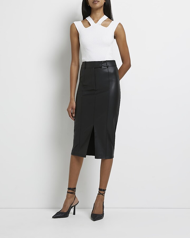 River Island Faux Leather Pencil Skirt