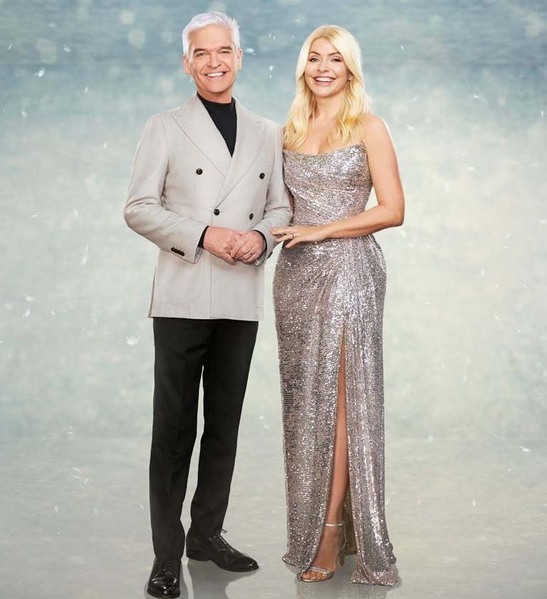 Where to get all Holly Willoughby Dancing on Ice outfits dresses blog January 2023 silver sequin strapless gown