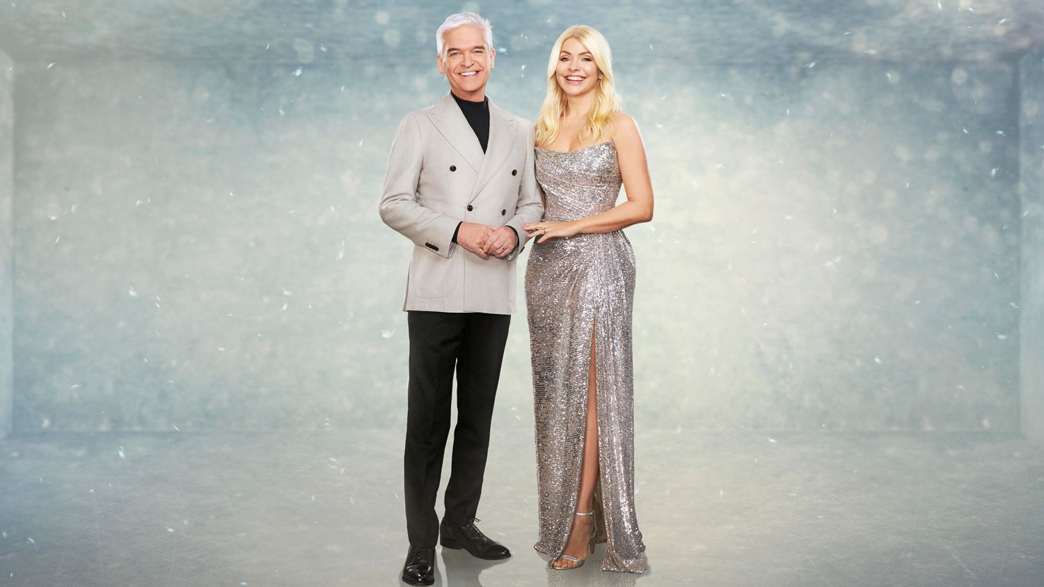 where to get all holly Willoughby Dancing on Ice dresses silver sequin strapless gown promo pictures Photo ITV