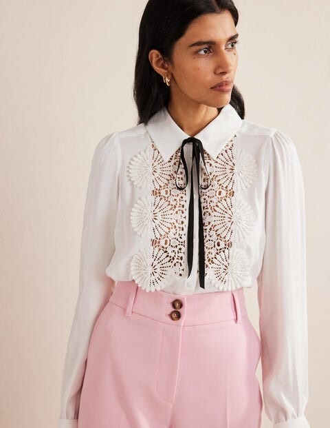Boden Lace Bib Blouse