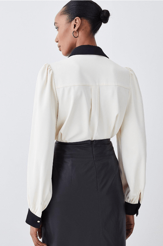 Karen Millen Contrast Twill Trimmed Shirt back view