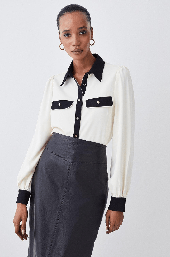 Karen Millen Contrast Twill Trimmed Shirt