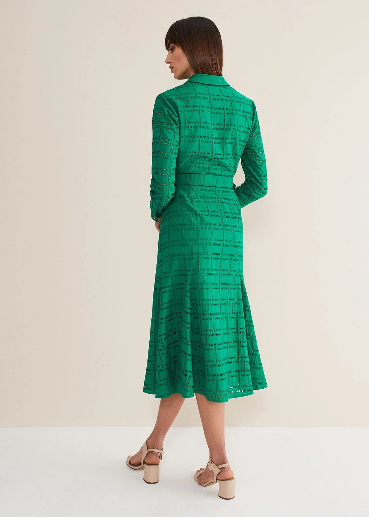 Phase Eight Amalie Broderie Shirt Midi Dress back view