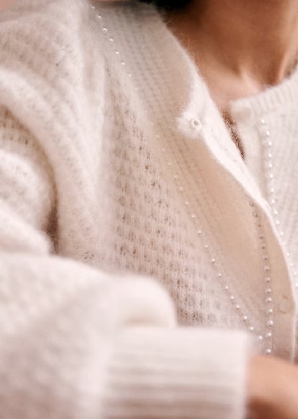 Sezane Solena Perle Cardigan detail