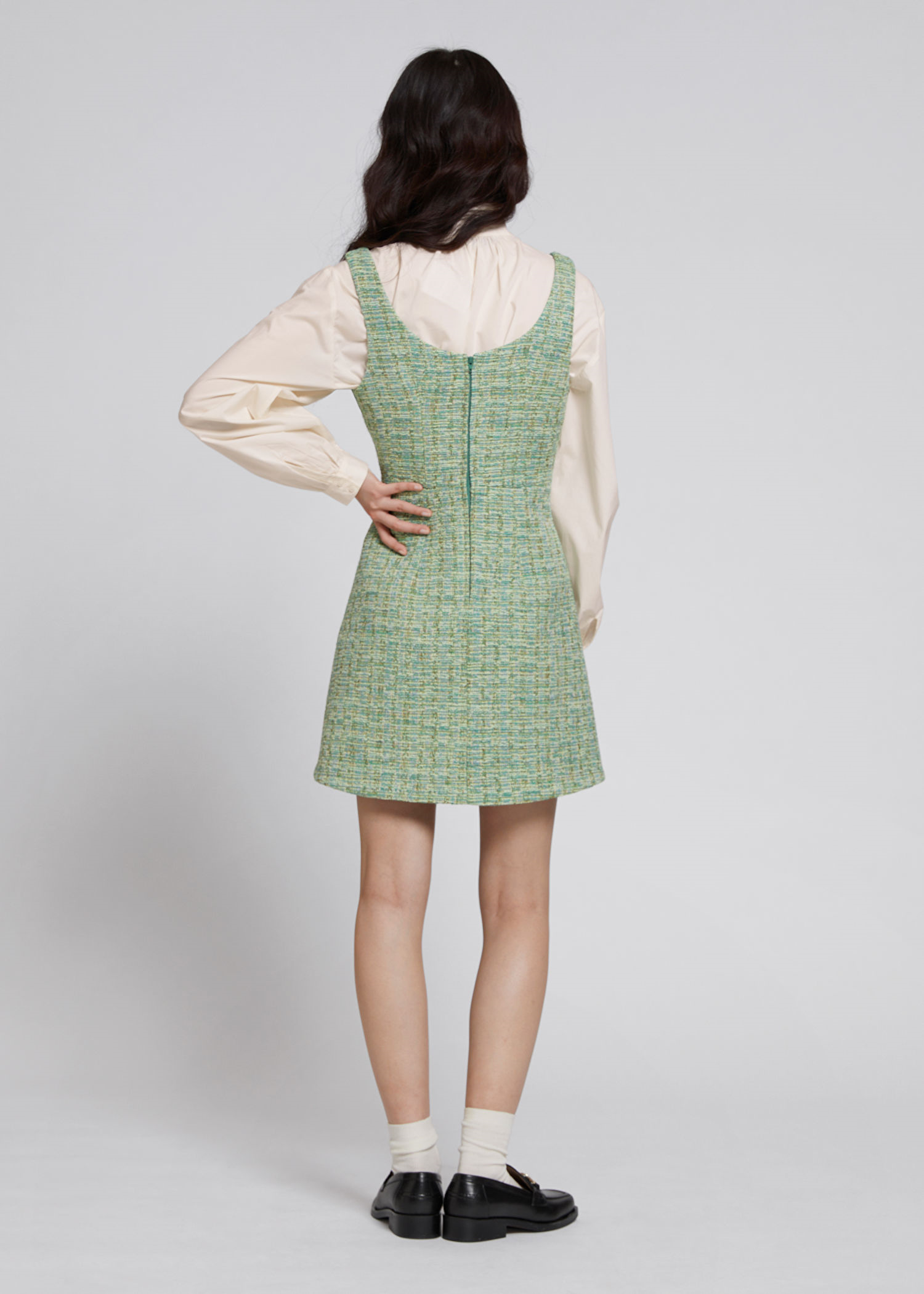 And Other Stories Tweed A-Line Mini Dress back view