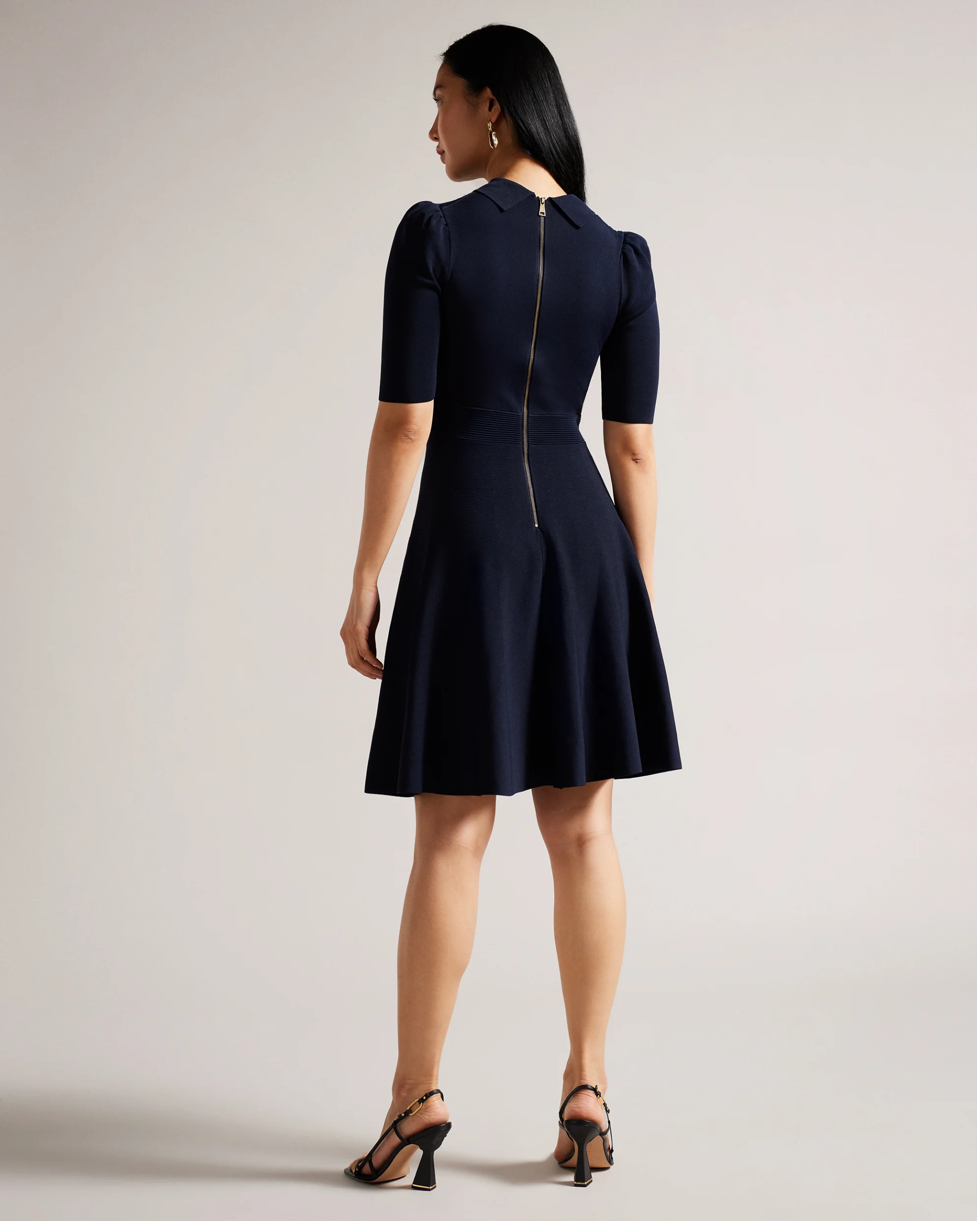 Hillder Delicate Pointelle Knit Dress back view