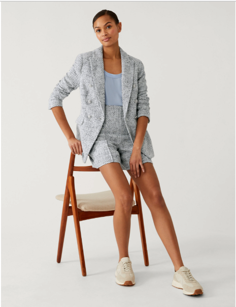 M&S Boucle Tweed Double Breasted Blazer
