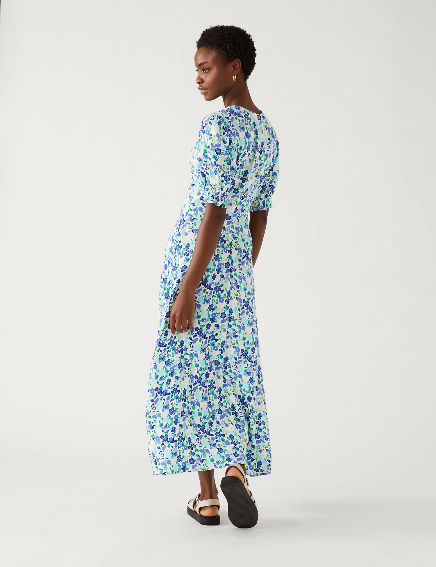 M&amp;S Floral Midaxi Tea Dress back view