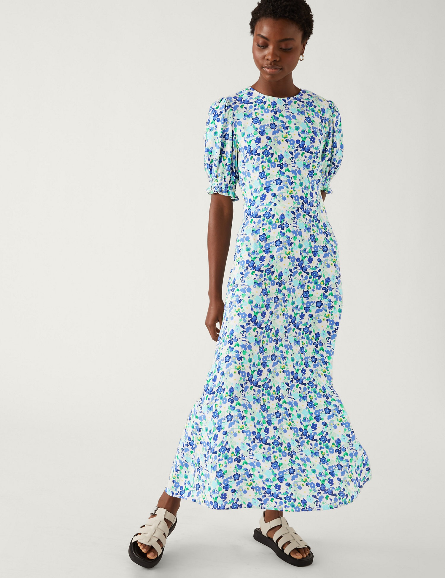 M&amp;S Floral Midaxi Tea Dress