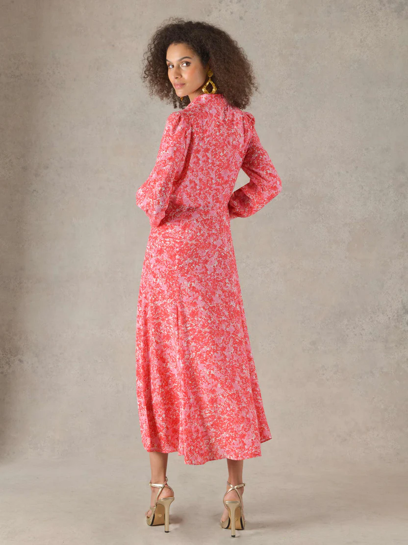Ro&amp;Zo Pink Floral Shirt Dress back view
