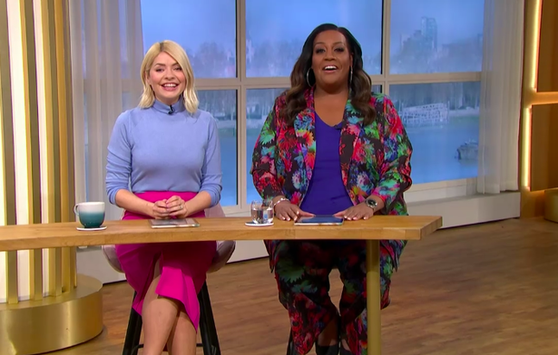 where to get all Alison Hammond This Morning outfits black floral blazer and trousers co ord 28 March 2023 photo ITV