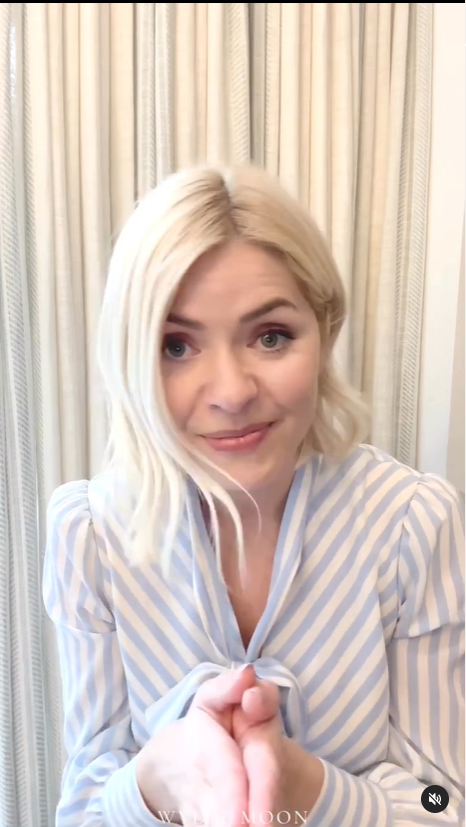 where to get all Holly Willoughby outfits blue and cream striped tie neck dress Wylde Moon 8 March 2023 Photo Holly Willoughby