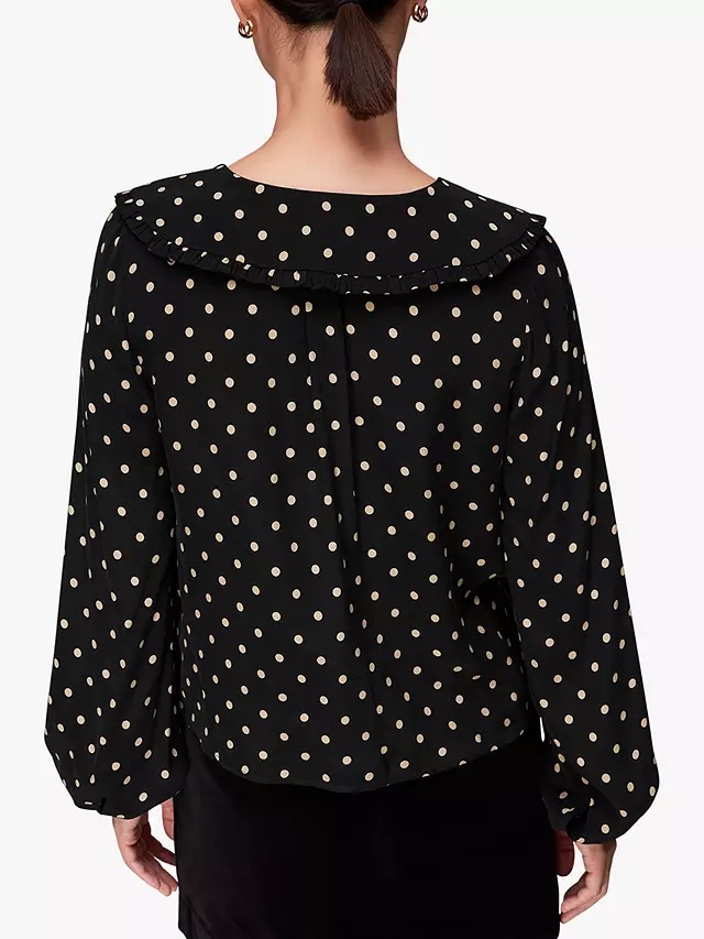 Whistles Polka Dot Peter Pan Collar blouse back view