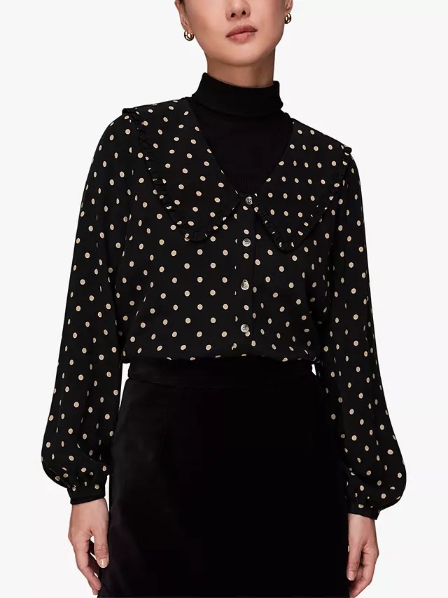 Whistles Polka Dot Peter Pan Collar blouse