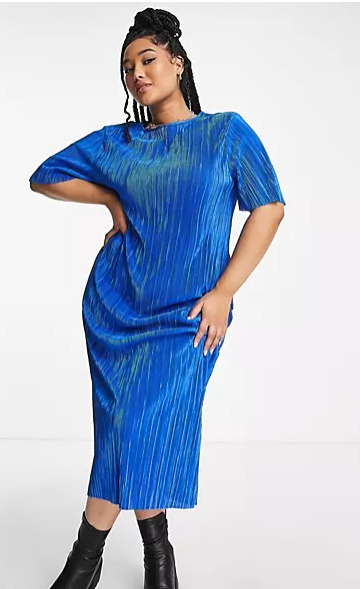ASOS DESIGN Curve Plissé T-shirt Midi Dress