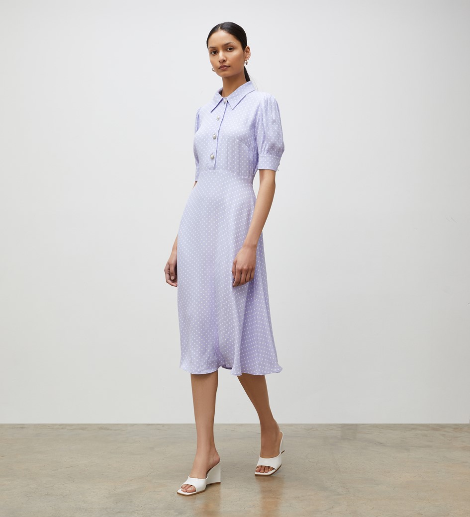 Finery Jaela Lilac Spot Midi Dress