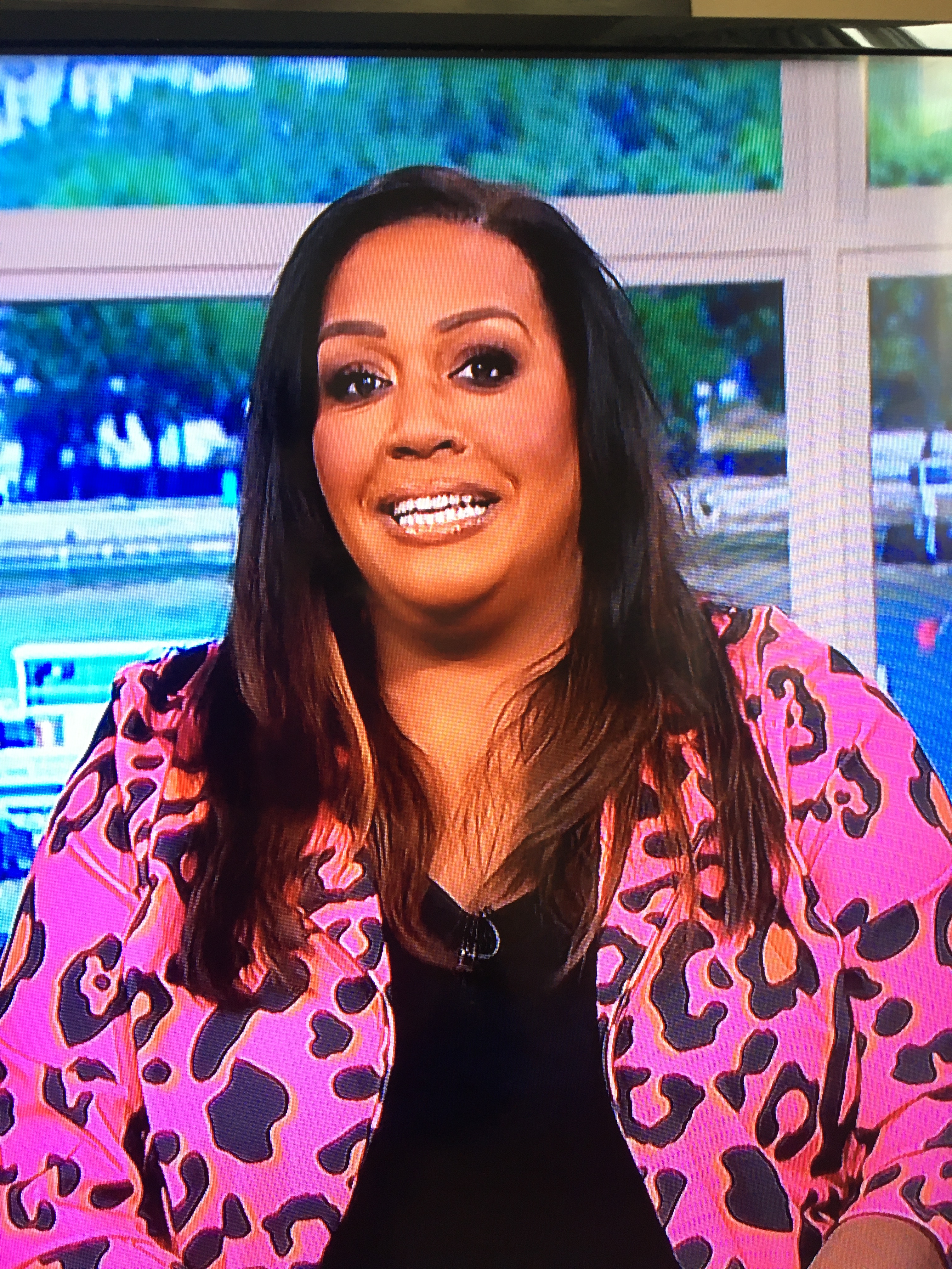 Where to get all Alison Hammond This Morning outfits dresses blog April 2023 hot pink oversized leopard print blazer Photo ITV