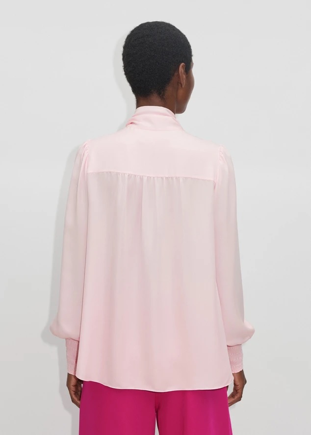 Me + Em Silk V-Neck Tie Swing Blouse back view