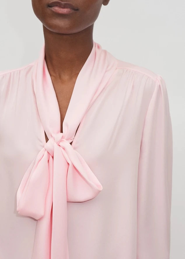 Me + Em Silk V-Neck Tie Swing Blouse