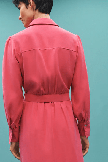 Next Belted Button Down shirt Dress back view