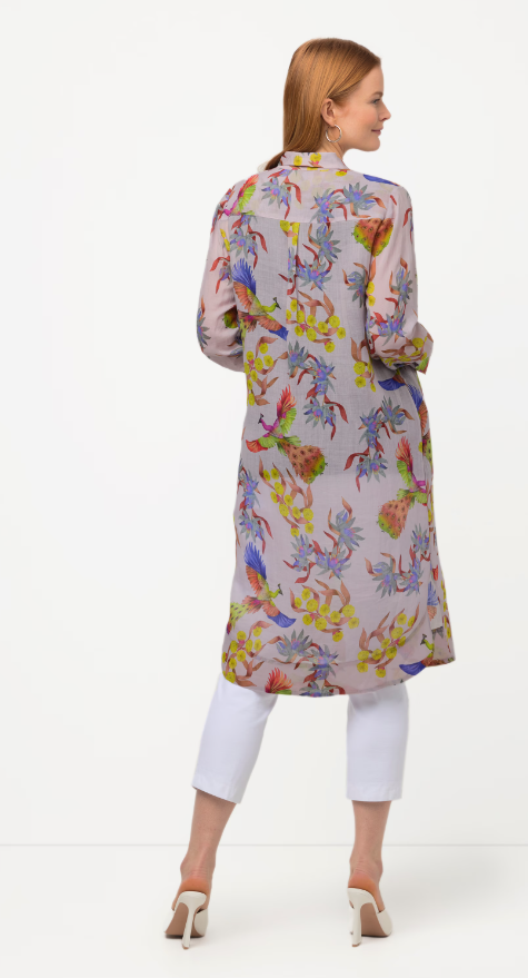 Ulla Popken Bird Print Shirt Dress back view