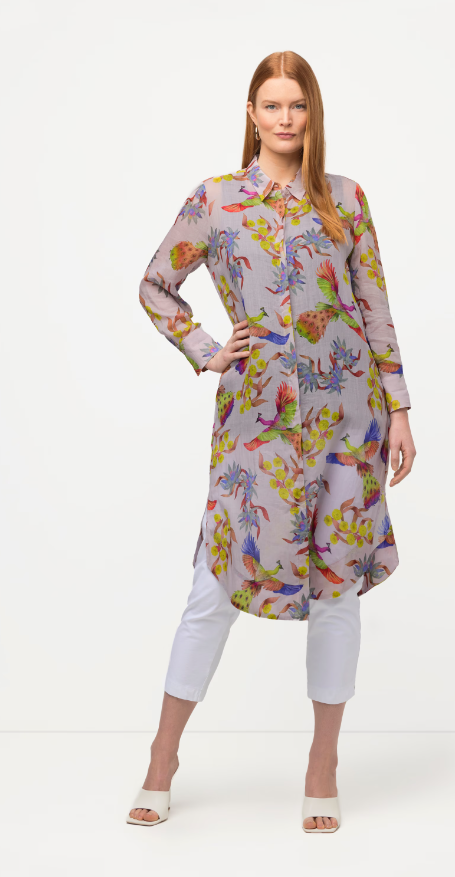 Ulla Popken Bird Print Shirt Dress
