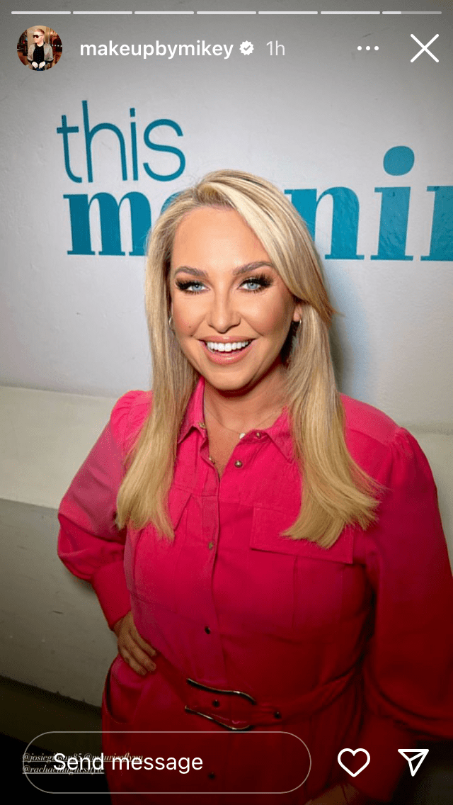 where to get all Josie Gibson This Morning outfits pink belted shirt dress 12 April 2023 Photo Josie Gibson