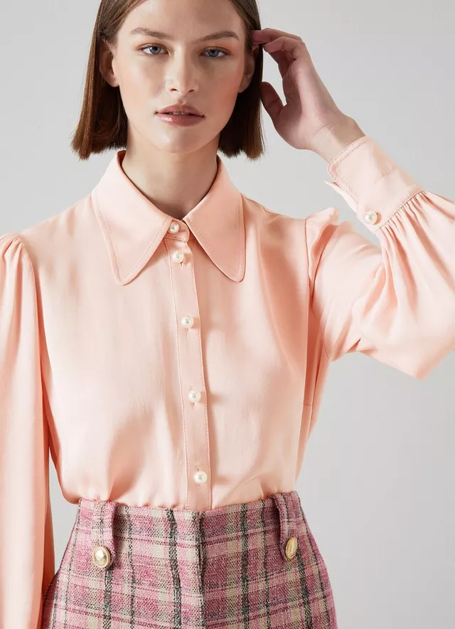 LK Bennett Sonya Pink Crepe Blouse